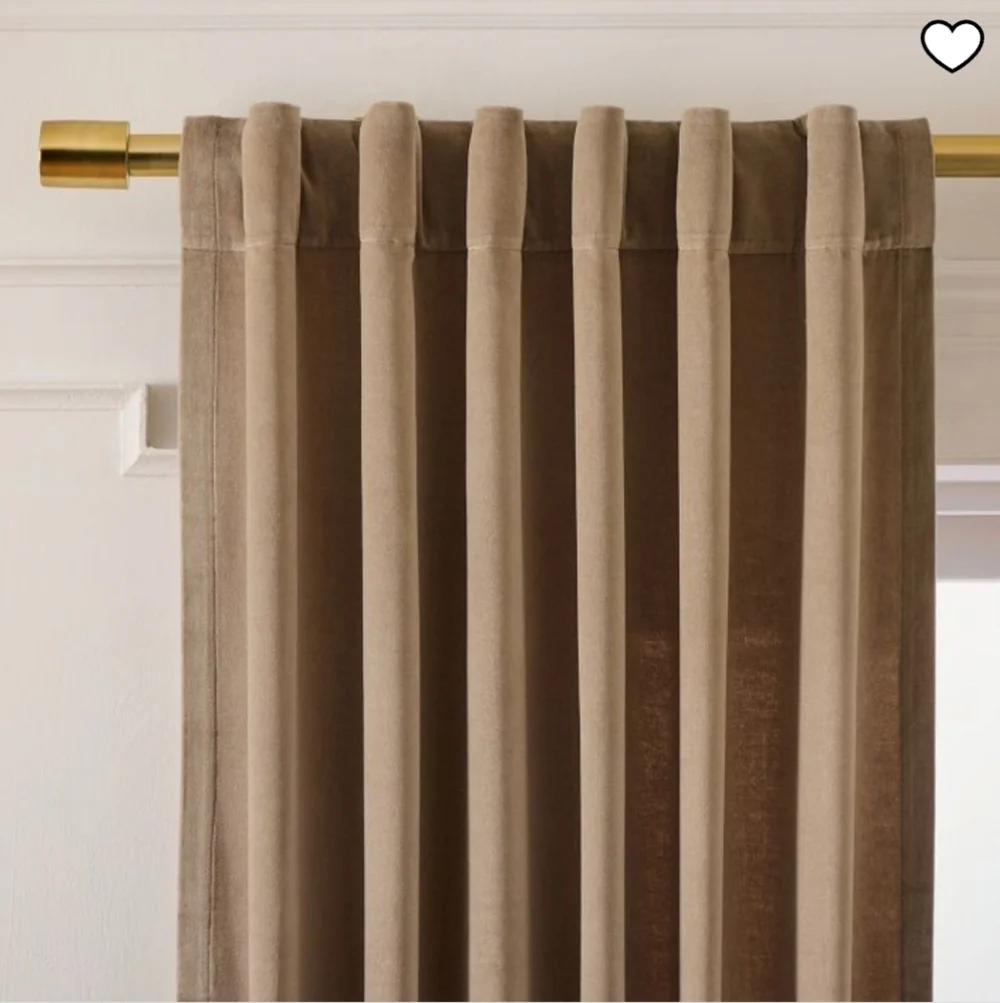 West Elm Cotton Velvet Curtain, Color Elm, Size 48×108 In, Retail $169.00US